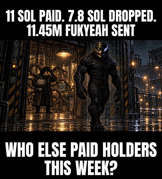 11 SOL paid. 7.8 SOL dropped. 11.45M FUKYEAH sent. Who else paid holders this week?